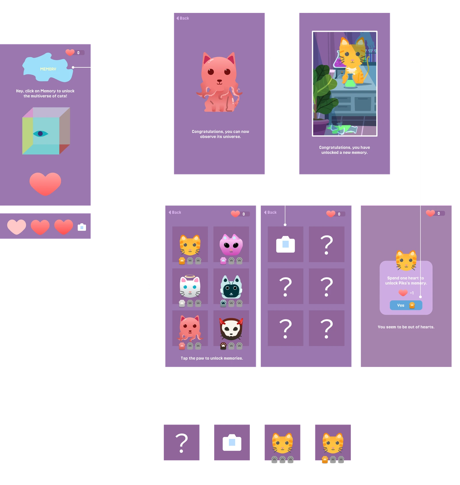 Schrödinger’s Box game interface and memory collection