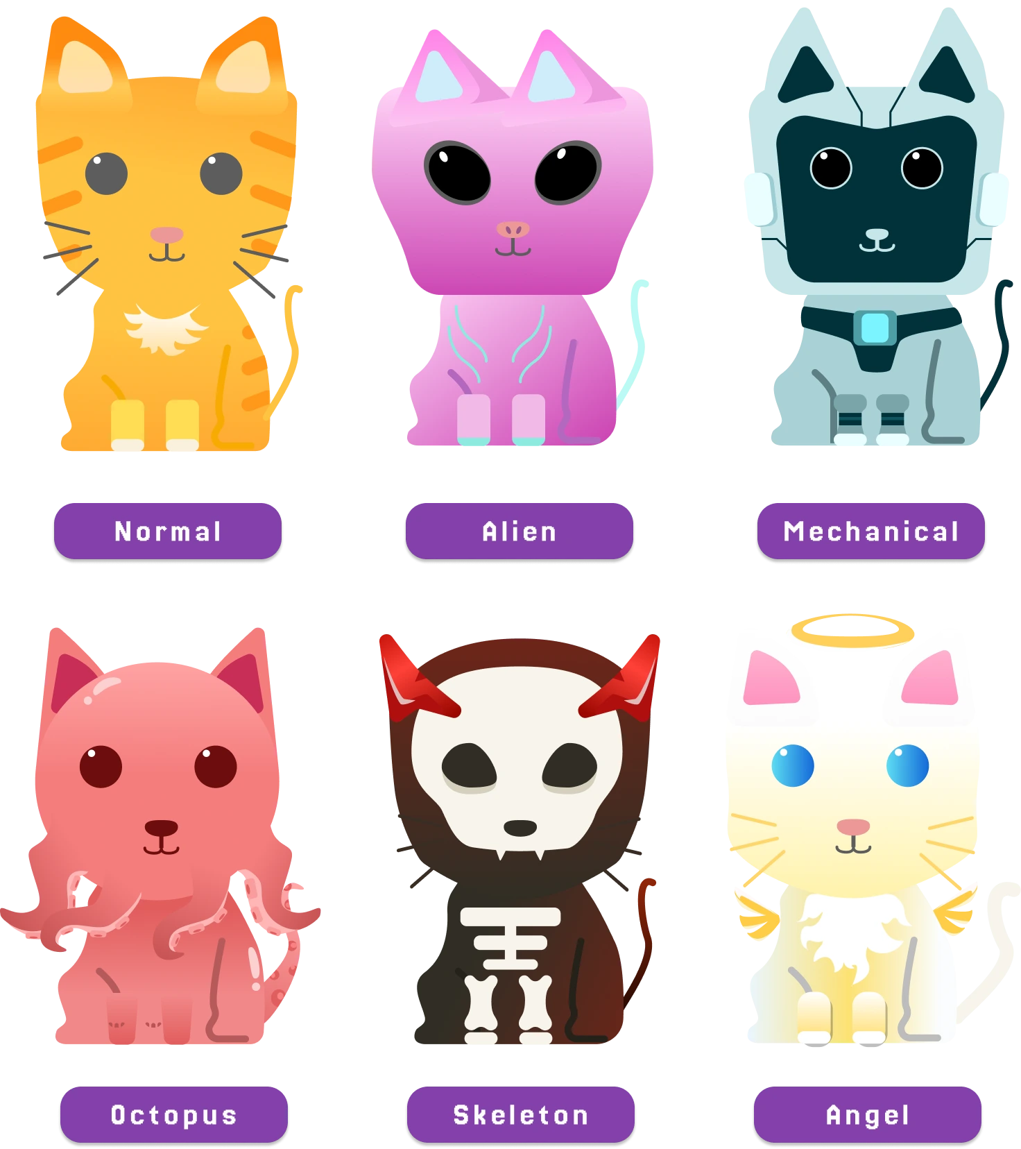Parallel-world kitten character collection